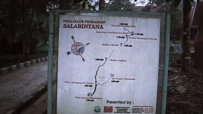 peta jalur pendakian gede pangrango via selabintana