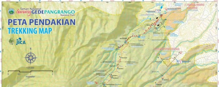 peta jalur pendakian gunung gede pangrango