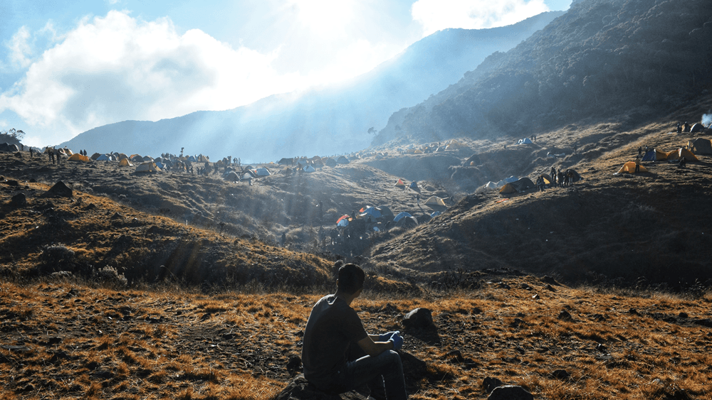 panorama sunrise gunung gede